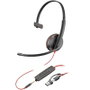 Poly Blackwire 3215 Monoaural USB-C con Adaptador y Jack 3,5 mm, Negro
